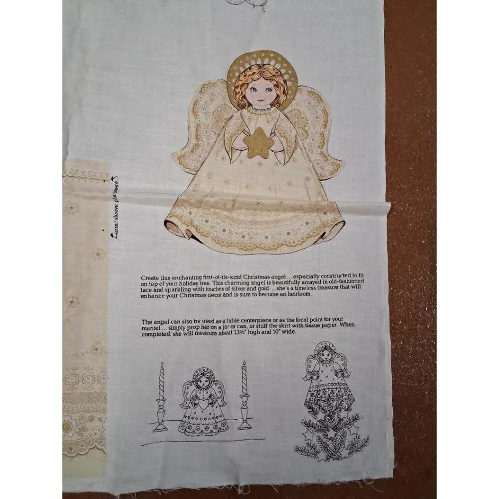 Keepsake Crafts V.I.P. Screen Print Christmas Angel Fabric Panel For Sewing
